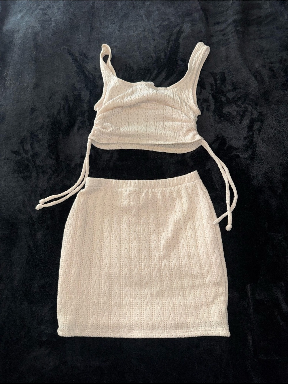 Le Lis Cream Knit Two-Piece Mini Skirt Set